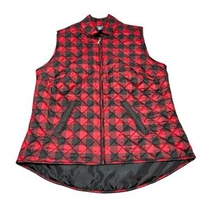 Karen Scott Red and Black Quilted Vest